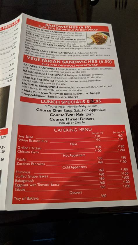 Menu at Turkish Cuisine White Plains restaurant, White Plains