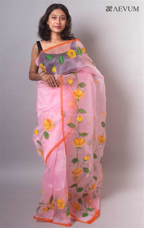 Rajnigandha Hand Painted Organza Silk Aevum Label Saree -19432 – AEVUM