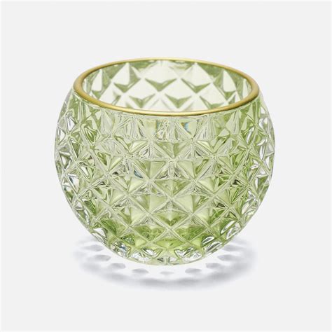 Shop Set of 6 Green Diamond Texture Glass Votives - at Best Price ...