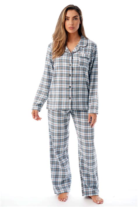 Just Love Women's Plus Size Cotton Plaid Long Sleeve Flannel Pajama Set ...