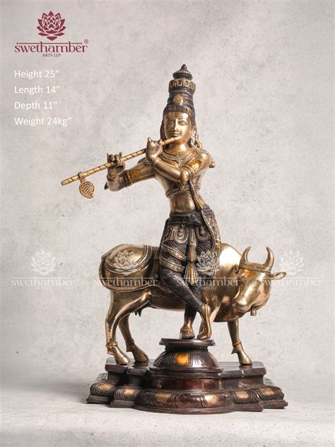 Brass Krishna Cow Home Décor – Swethamber Arts