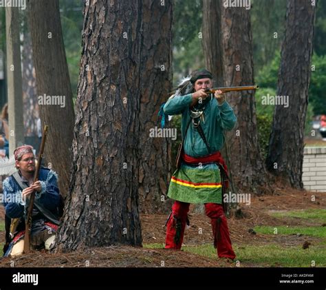 Reenactors of Seminole Indian Wars at Native American festival, Florida ...