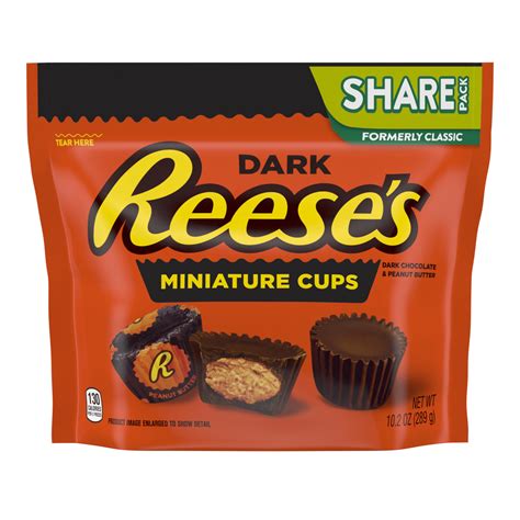 Reese's, Dark Chocolate Peanut Butter Cup Miniatures Candy, 10.2 Oz ...
