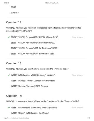 SQL Online Quizzes 的图像结果