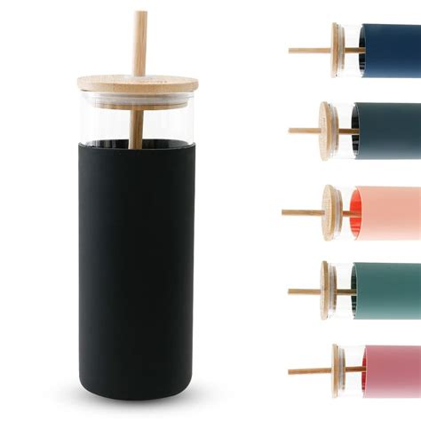 The Better Home Borosilicate Glass Tumbler With Lid and Straw 450ml ...