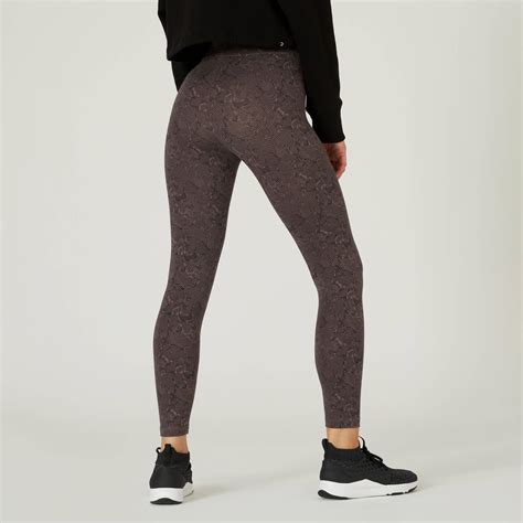 Women's 7/8 Fitness Leggings Fit+ 500 - Grey Print