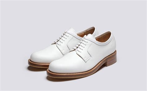 Camden | Womens Derby Shoes in White Grain | Grenson