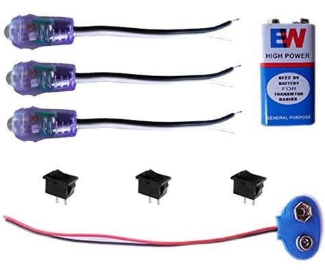 S P 3 Project led light with 9v battery, connector, switch- Multi color ...