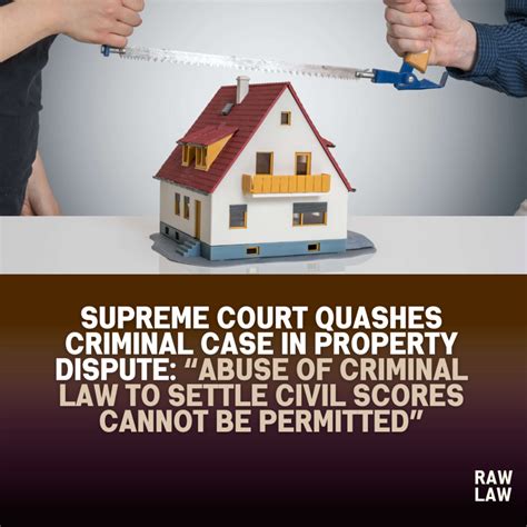 Supreme Court Quashes Criminal Case in Property Dispute: “Abuse of ...