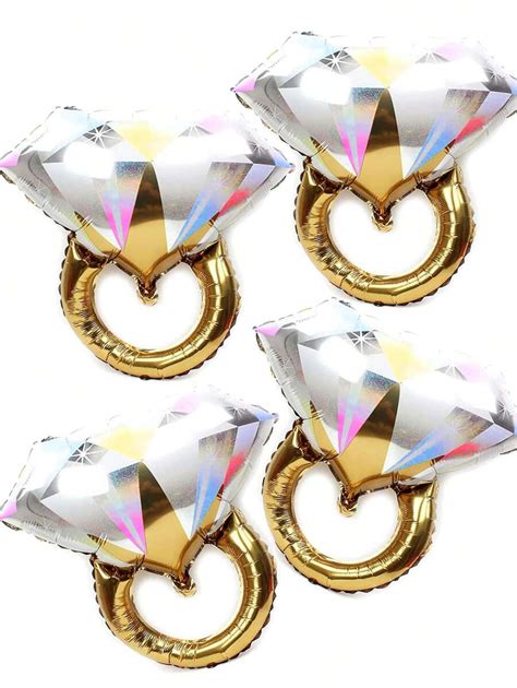 1/3/5pcs Rhinestone Engagement Ring Mylar Balloons, Marriage Engagement ...