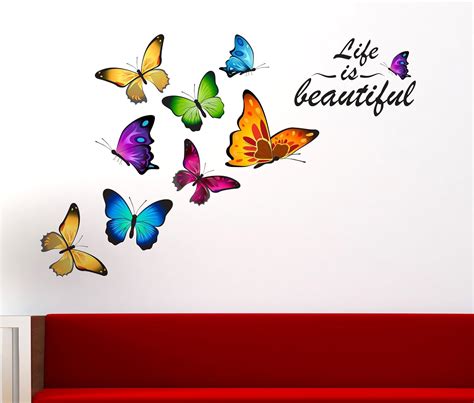 wallmonks Colourful Butterflies Wall Sticker (PVC Vinyl : Amazon.in ...