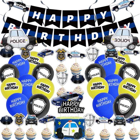 Buy 40Pcs Police Car Birthday Party Supplies and Decorations Police Car ...
