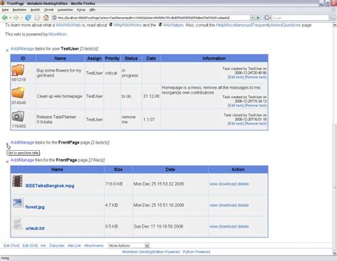 TaskPlanner - MoinMoin