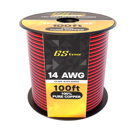 GS Power 14 Gauge Wire (14 AWG) - 100 Foot, Pure Copper, Stranded ...