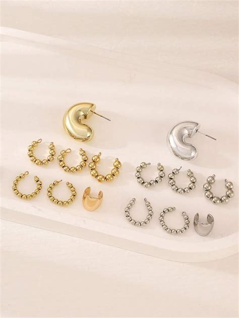 Conjunto de 7 peças de brincos para meninas, brincos de orelha simples ...