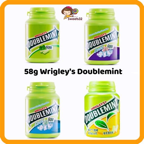 58gm Wrigley's Doublemint Chewing Gum Bottle 箭牌罐装口香糖 Peppermint/Mentrol ...