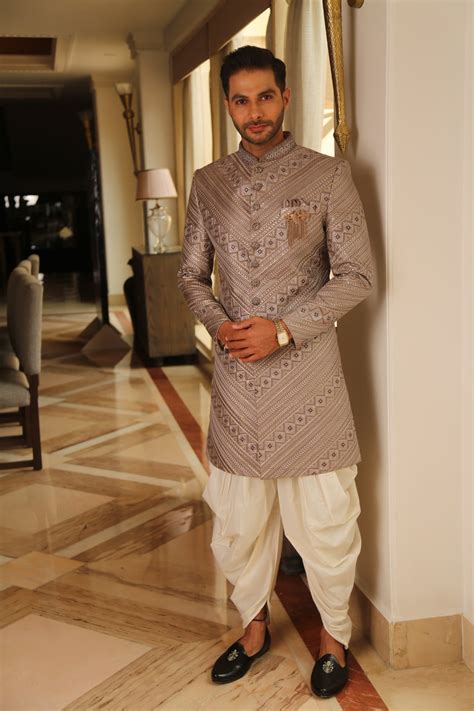 Mouse Color Indo Western Set for Men