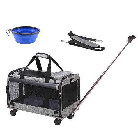 Cat Carrier, Airline Approved Dog Carrier with Wheels, Pet Carrier ...