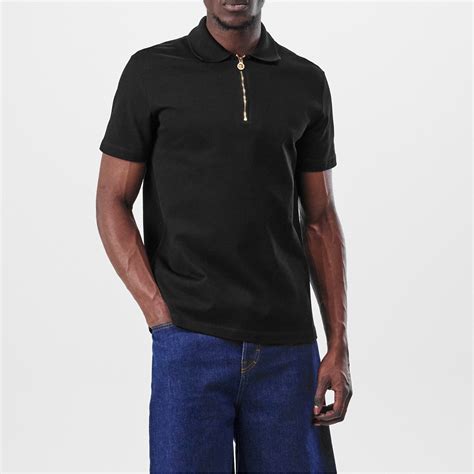 VERSACE | Men's Zipped Short-Sleeve Polo Shirt | Men | Black | Flannels