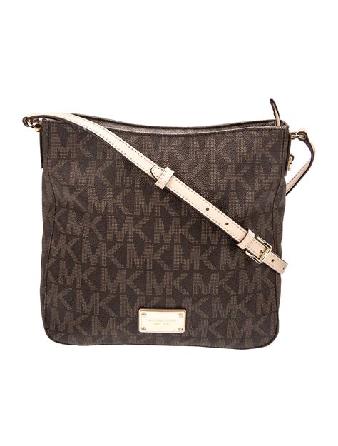 Michael Michael Kors Leather Logo Cross Body Bag - Brown Crossbody Bags ...