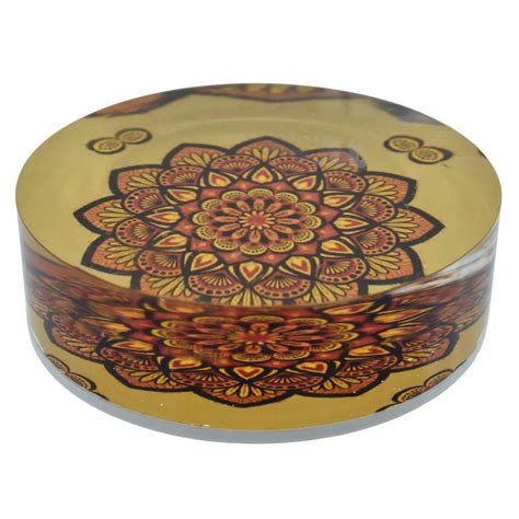 JustKraft Round Acrylic Paper Weight Floral Design | 2.5x2.5 Inch