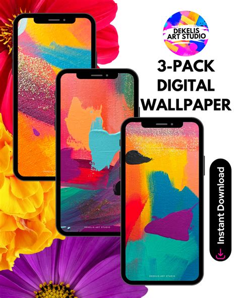 Joy Unspeakable Vibrant Abstract Painted Digital Wallpaper Pack ...