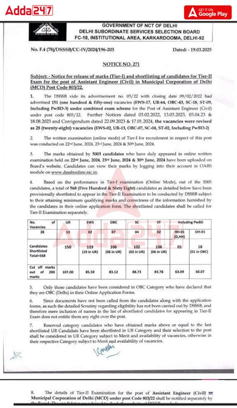 DSSSB AE Result 2025 Out, Direct Link To Download at dsssb.delhi.gov.in