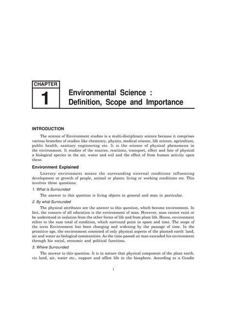 Environment Studies-1 - INTRODUCTION The science of Environment studies ...