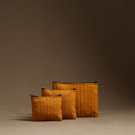 Orange Handmade Cotton Multipurpose Utility Pouches (set of 3) – iTokri ...