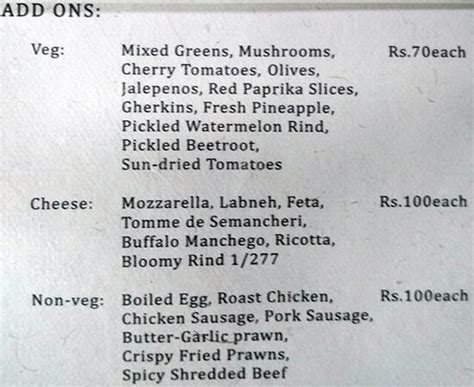 Menu at The Farm Restaurant, Chennai, V68G+MCV