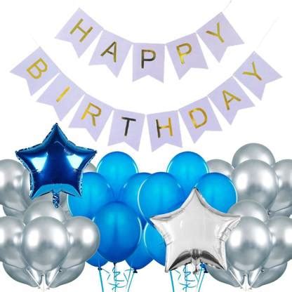 Wonder Party Decoration kit Blue Birthday Banner, Star foil balloons ...