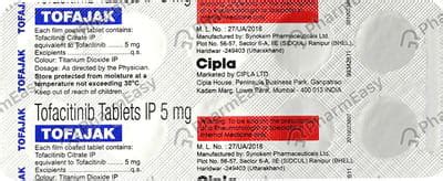 Tofajak 5 MG Tablet (10): Uses, Side Effects, Price & Dosage | PharmEasy