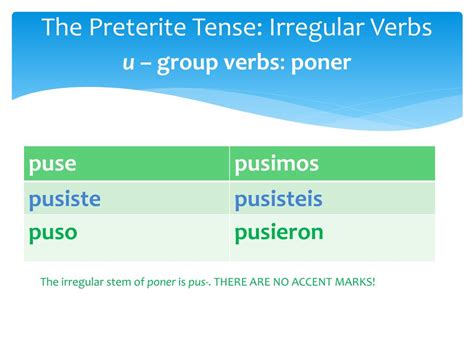 PPT - The Spanish Preterite Tense PowerPoint Presentation, free ...