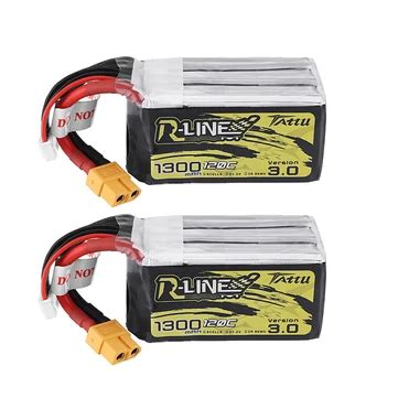 Vente 2Pcs Batterie LiPo TATTU R-LINE Version 3.0 22,2V 1300mAh 120C ...