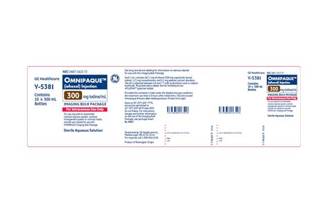 Omnipaque 300 Iohexol 300 mg / mL Injection Vial 500 mL