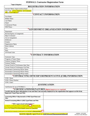 Fillable Online FEDMALL Contractor Registration Form REGISTRATION ...