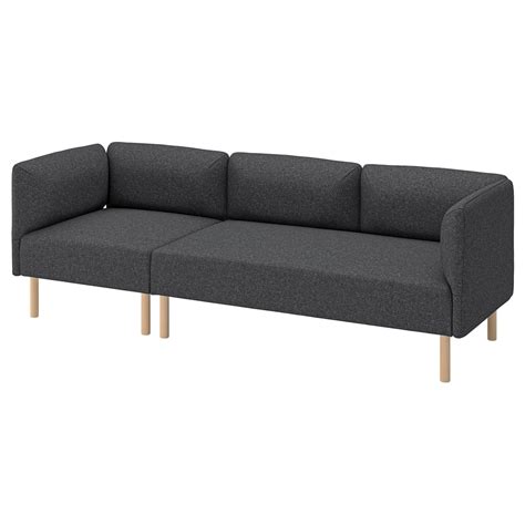 LILLEHEM 3-seat modular sofa, Gunnared/dark grey wood - IKEA