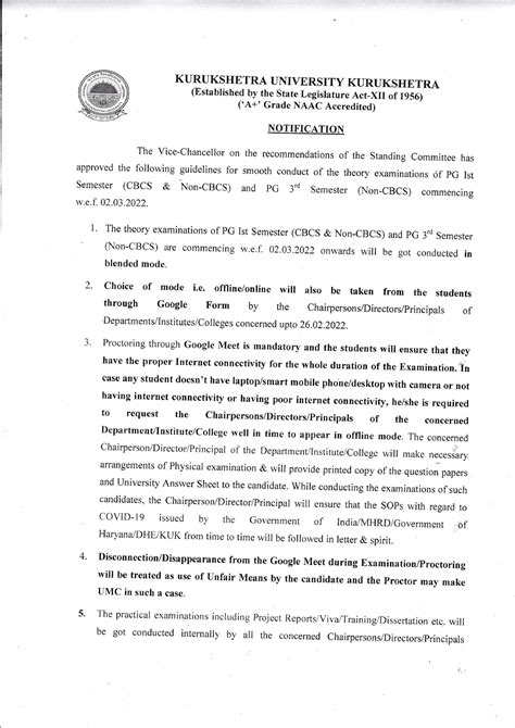 Notification dated 22 - Mbabsvhs - KURUKSHE TRA UNIVERSITY KURUKSHE TRA ...