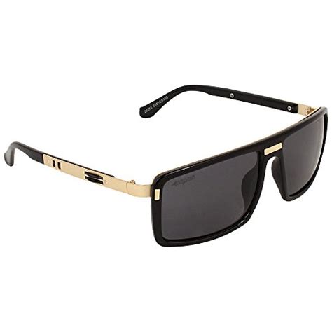 Buy Caprio Black & Gold-Toned Cut-Out Shiny Frame Unisex Rectangular ...