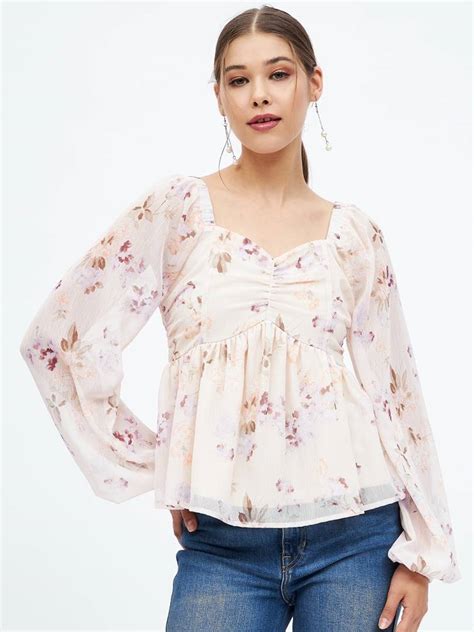 HARPA Casual Floral Print Women White Top - Buy HARPA Casual Floral ...
