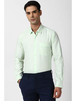 Buy Peter England Mens Green Slim Fit Formal Full Sleeves Formal Shirt ...
