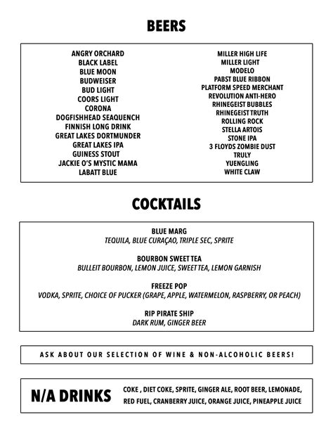 alcohol+menu - Foundry Concert Club