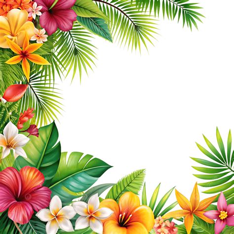 Bright Tropical Flower Corner Border, Bright, Tropical, Floral PNG ...