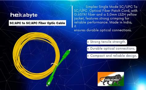 Hexabyte SC/APC to SC/APC Fiber Optic Cable 20 Meter – Single Mode ...
