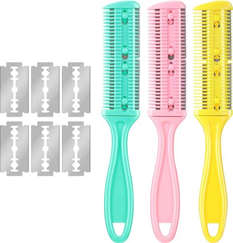 Amazon.com : 3 Pieces Razor Comb with 10 Pieces Razors, Hair Cutter ...