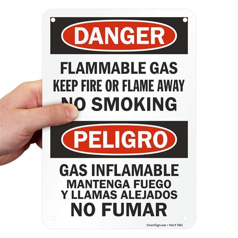 SmartSign “Danger - Flammable Gas, Keep Fire Or Flame Away, No Smoking ...