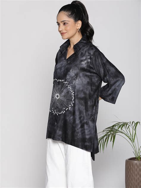 Black TieDye Shirt Top for Women l BlossomEcho l Sizes upto 8XL l LDU