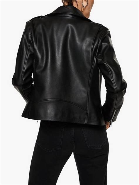 Mango Liz Faux Leather Biker Jacket, Black