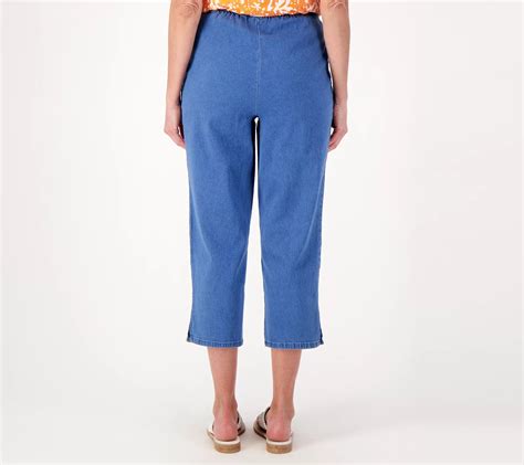 "As Is" Denim & Co. Original Waist Stetch Petite Crop Pants - QVC.com