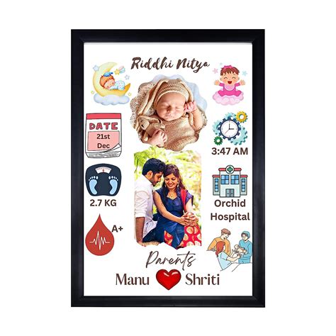 Nice Things Personalized Baby Birth Rectangular Wall Mount Photo Frame ...